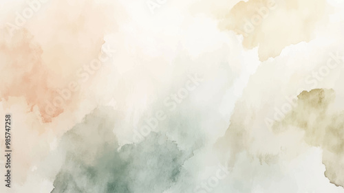 Abstract horizontal watercolor background. Hand drawn vector texture. Brush stroked painting pastel color watercolour