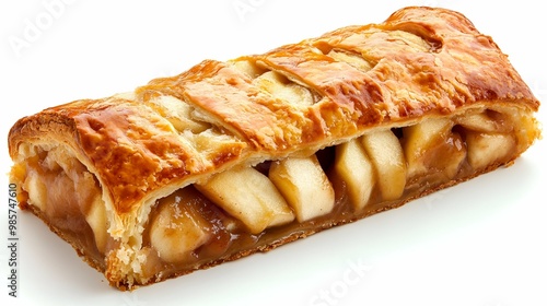 Delicious Apple Strudel Pastry - Closeup of Crispy Crust and Sweet Filling.