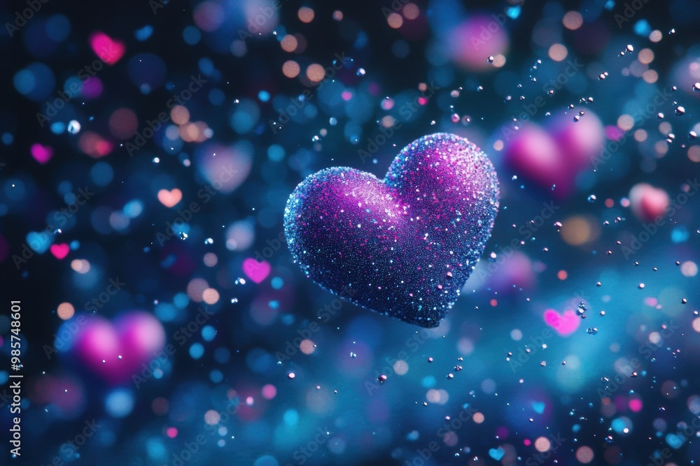 Sparkling heart surrounded shimmering lights Sparkling heart surrounded shimmering lights
