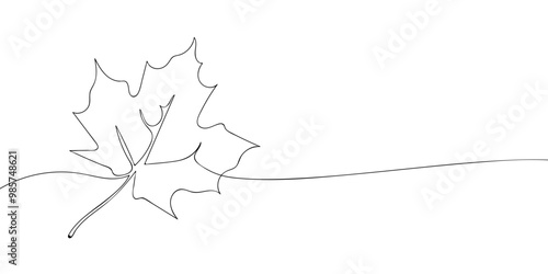 A single line drawing of an maple leaf. Continuous line thanksgiving leaf of the maple tree icon. One line icon. Vector illustration.