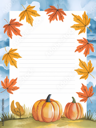 Autumn leaves background lined notepad 