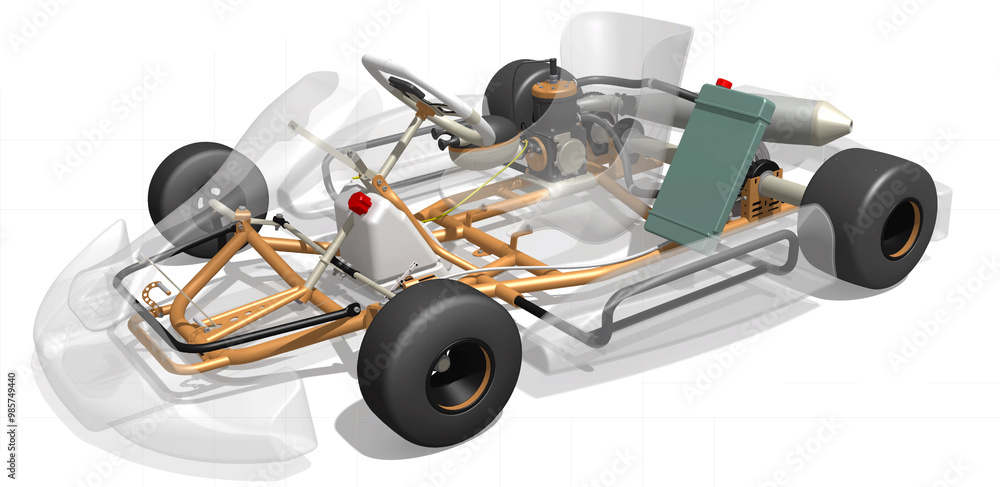 Go-kart background design 3D rendering Go-kart background design 3D rendering