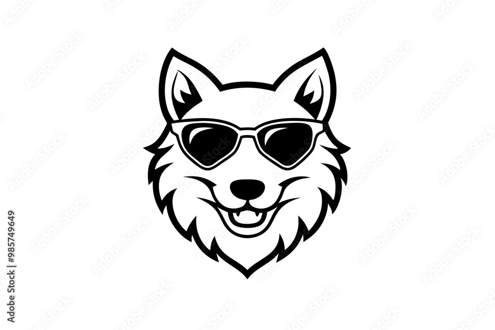 Obraz premium wolf with sunglasses silhouette vector