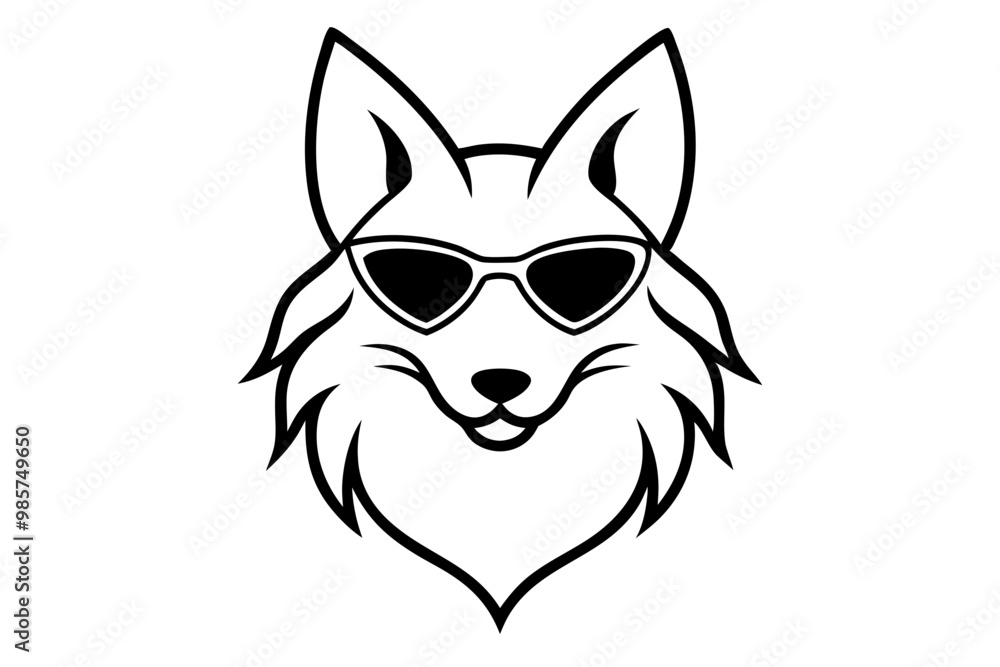 wolf with sunglasses silhouette vector wolf with sunglasses silhouette vector