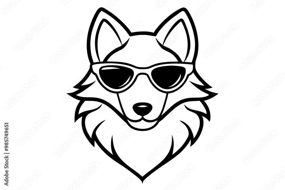 wolf with sunglasses silhouette vector wolf with sunglasses silhouette vector