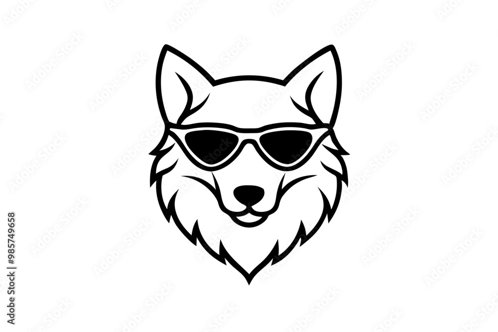 Obraz premium wolf with sunglasses silhouette vector