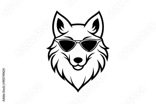  wolf with sunglasses  silhouette vector