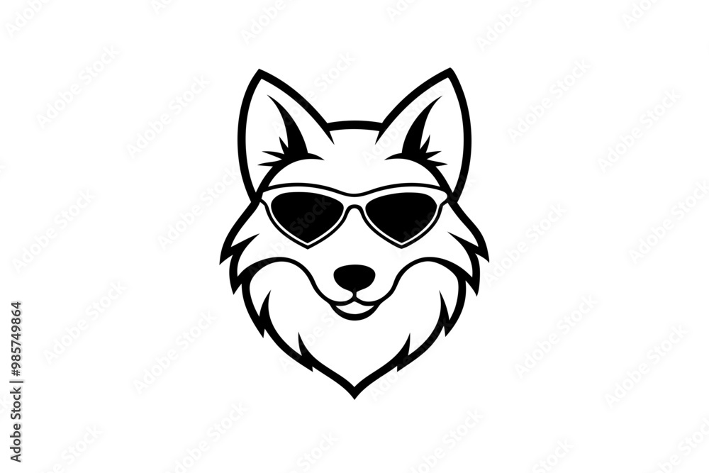 Obraz premium wolf with sunglasses silhouette vector