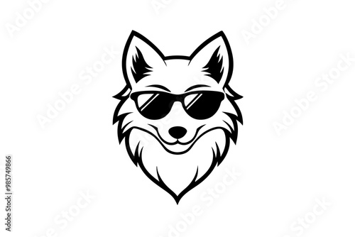  wolf with sunglasses  silhouette vector