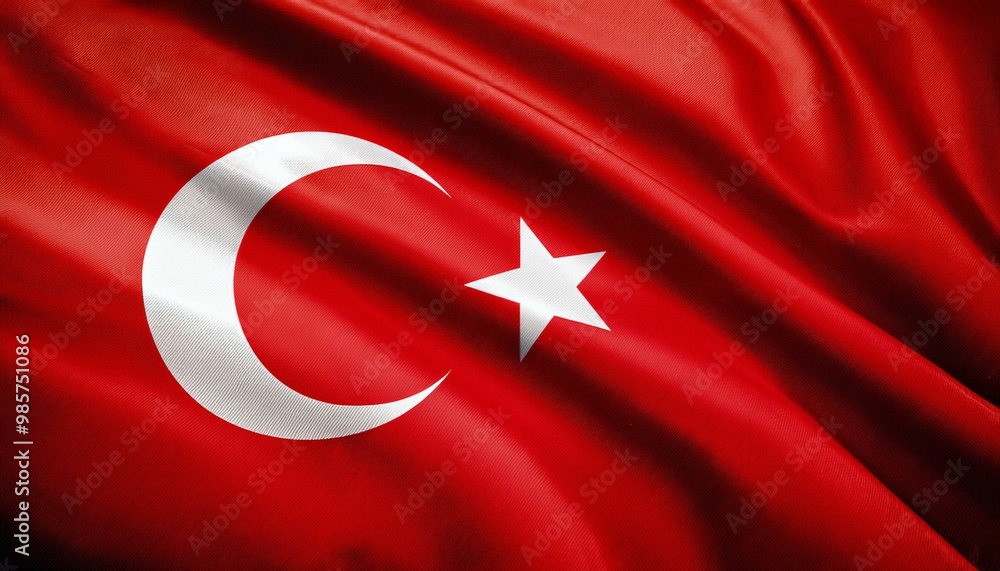 Obraz premium トルコの国旗(waving national flag of Turkey.) 