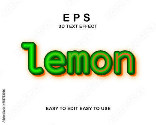 Editable 3d text style effect - Lemon text effect Template