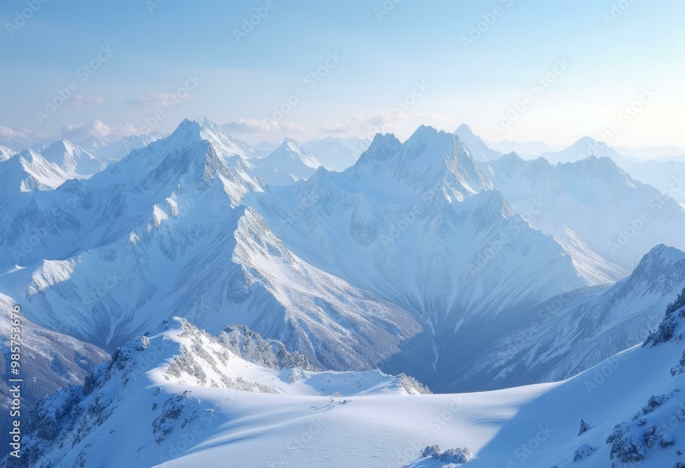 Snowy Mountain Landscape with Jagged Peaks