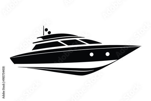 Cruise ship silhouette vector, Boat silhouette