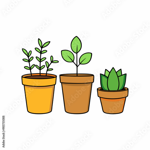 Plant Pots and Planters Vector Illustrations for Flowers and Herbs - SVG, Cricut Cut Files, and Clipart