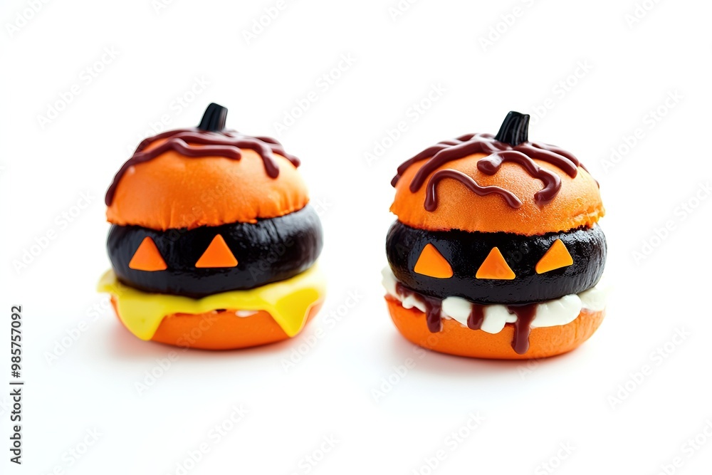Halloween burgers on white background Halloween burgers on white background