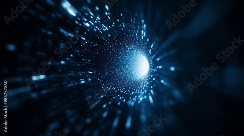 Abstract blue digital background with particles on a dark backdrop