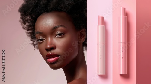 Diverse Beauty and Makeup Product Mockups Featuring Lipsticks and Models

 photo