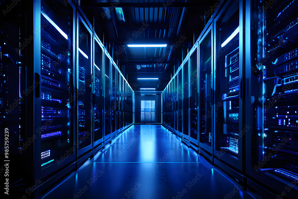 server rack in a center server rack in a center