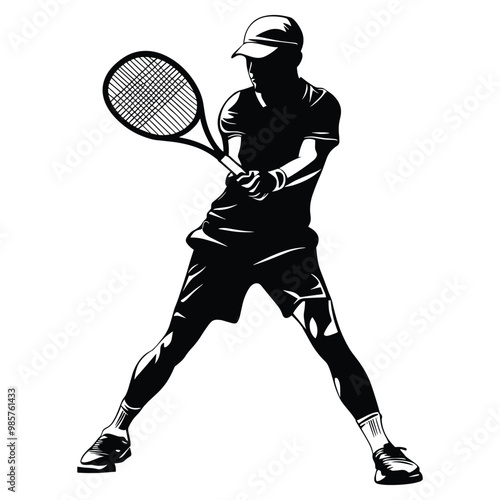 tennis player silhouette vector