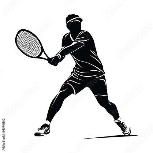 tennis player silhouette vector