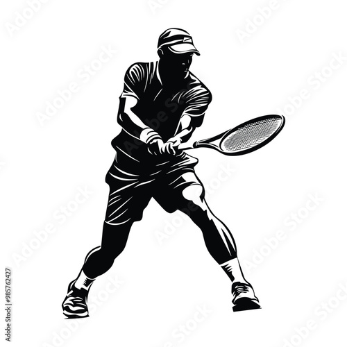 tennis player silhouette vector