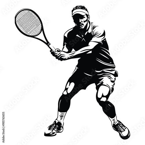 tennis player silhouette vector