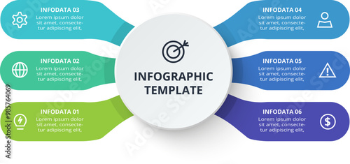 Creative concept for infographic with 6 steps, options, parts or processes. Business data visualization.