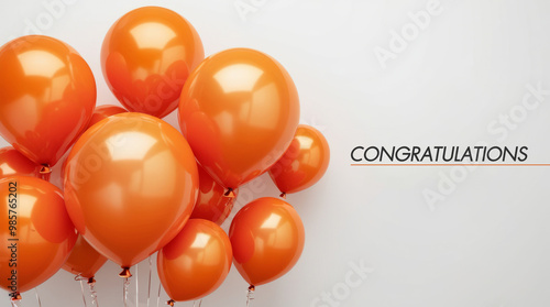 Wallpaper Mural Orange balloons floating on a white background with the text "Congratulations" Torontodigital.ca
