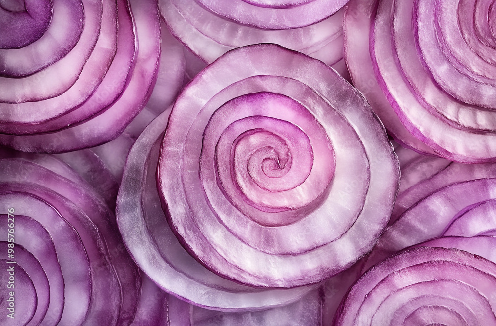 Close-up of sliced red onion highlighting the vibrant pink and purple hues Close-up of sliced red onion highlighting the vibrant pink and purple hues