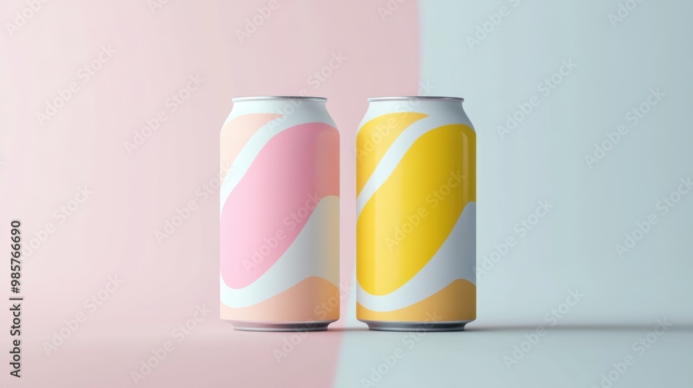 Editable beverage can with a vibrant color label mockup.