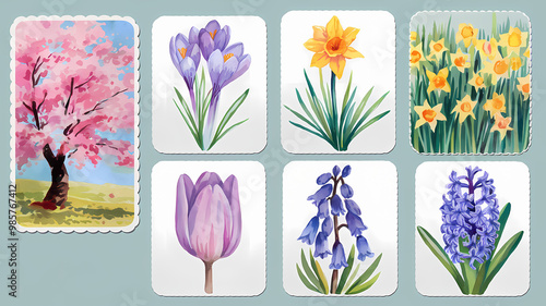spring flowers set