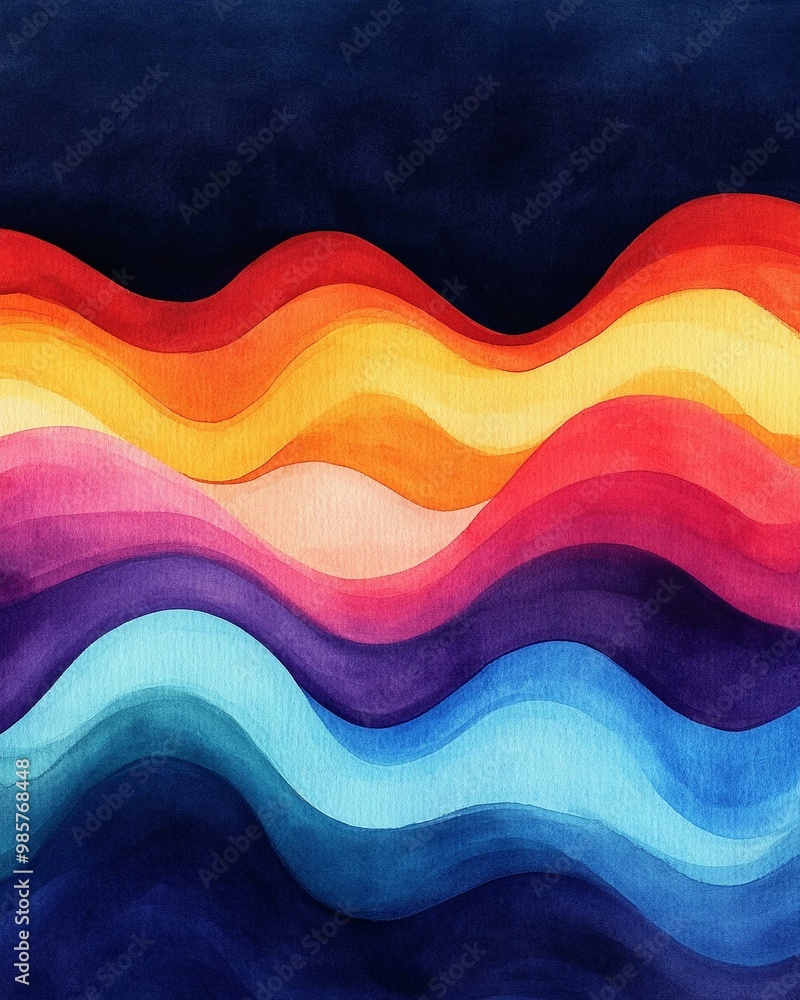 Vibrant abstract waves in warm and cool colors create a dynamic visual flow, perfect for modern decor and creative projects. Vibrant abstract waves in warm and cool colors create a dynamic visual flow, perfect for modern decor and creative projects.