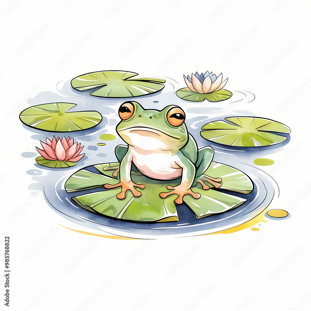 Fototapeta premium frog on lily pad