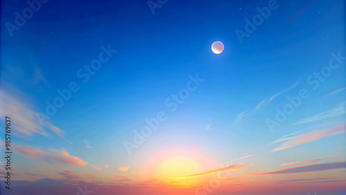 sunset in the skysunset, sky, sun, moon, sunrise, nature, landscape, cloud, clouds, red, light, orange, water, evening, night, blue, horizon, beautiful, sea, dark, dawn, ocean, dusk, yellow, bright photo