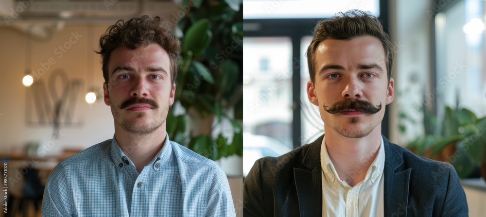 Before and After Movember Transformation Split Screen Portrait | Awareness Campaign Concept Before and After Movember Transformation Split Screen Portrait | Awareness Campaign Concept