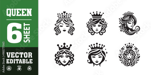 women beauty queen head prince logo design illustration inspiration