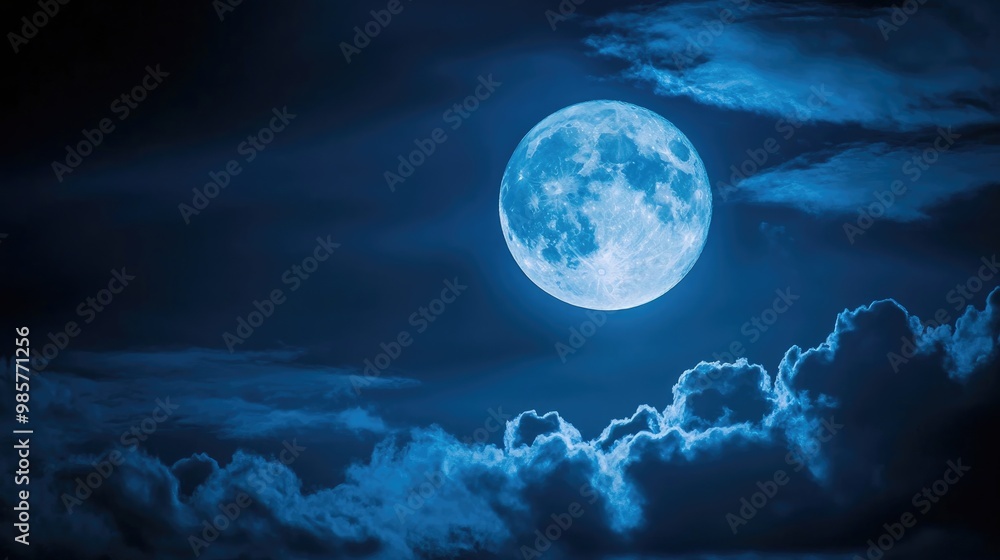 Fototapeta premium Full moon in dark skies with clouds
