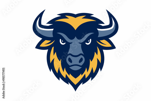 buffalo head logo vector illustration with white background