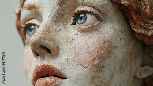 Close-Up Portrait Sculpture of a Woman's Face