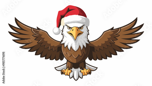 A festive eagle character wearing a Santa hat, symbolizing holiday spirit and cheer.