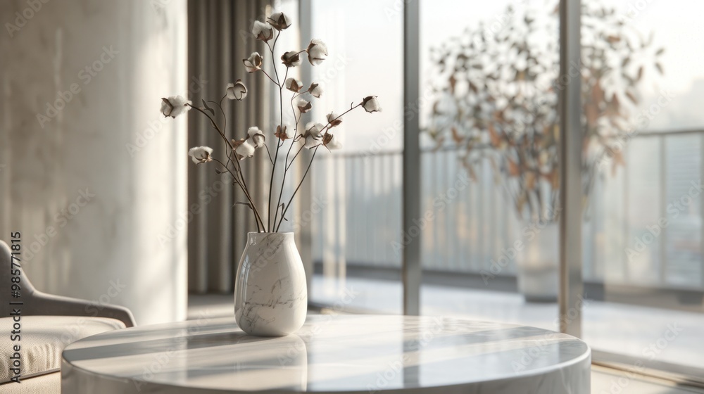 Cotton Blooms in a White Vase Cotton Blooms in a White Vase