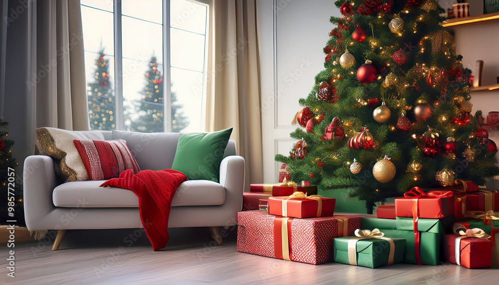 Geschenke unter einem Weihnachtsbaum, mit KI generiert Geschenke unter einem Weihnachtsbaum, mit KI generiert