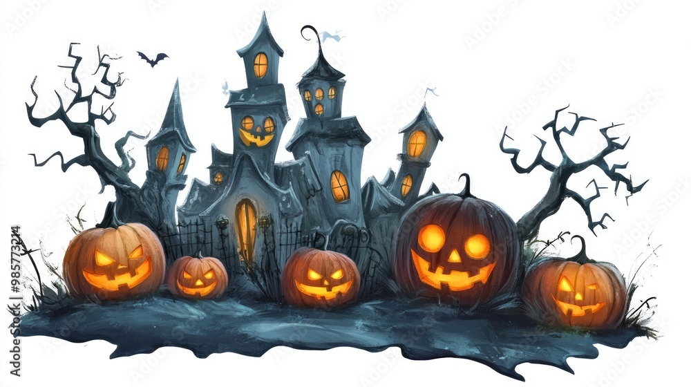 Halloween illustration on white background Halloween illustration on white background
