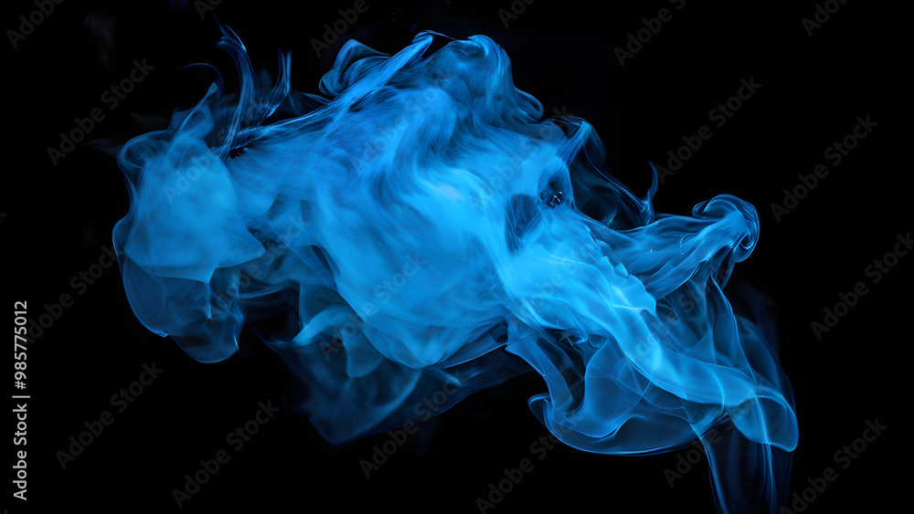 Fototapeta premium Vivid blue smoke cloud isolated on background