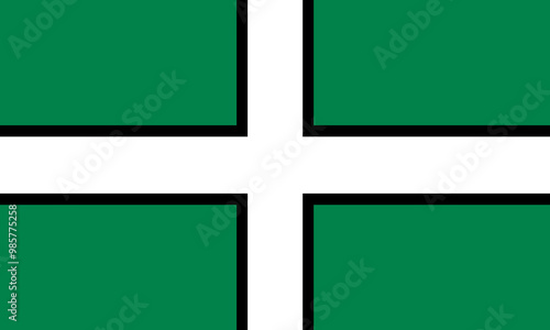 Flag of Devon or Devonshire Ceremonial county (England, United Kingdom of Great Britain and Northern Ireland, uk) St Petroc's Cross,