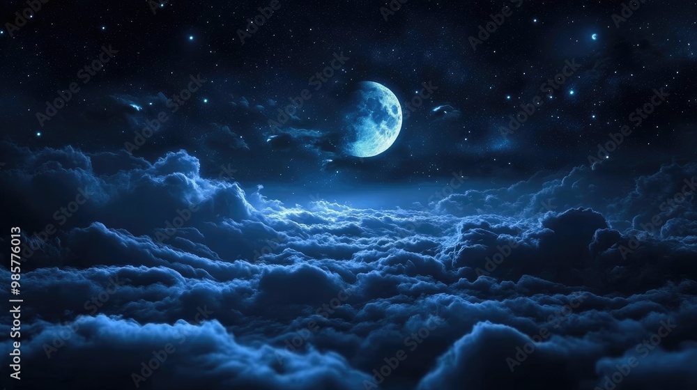 Fototapeta premium Moonlight in the Night Sky
