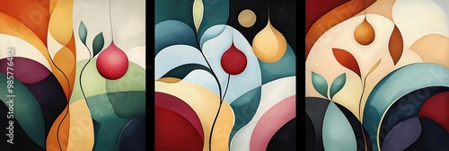 Abstract Triptych Illustration of Jewish High Holidays