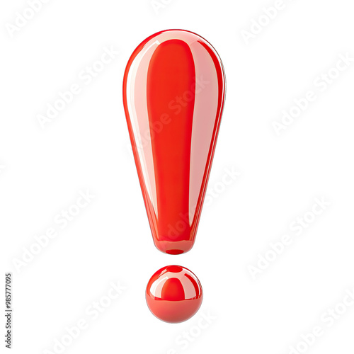 3d Rendered Red Exclamation Mark Icon for Social Media Notification Social Media. Isolated on a Transparent Background. Cutout PNG.