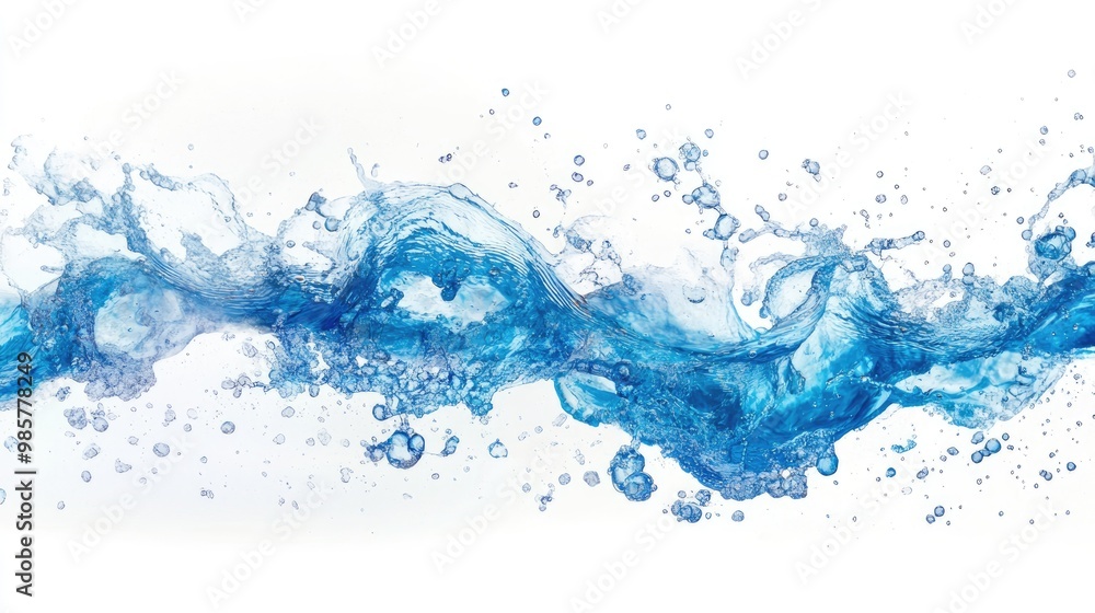 Water Wave Bubbles and Splash Isolated on White Background Water Wave Bubbles and Splash Isolated on White Background