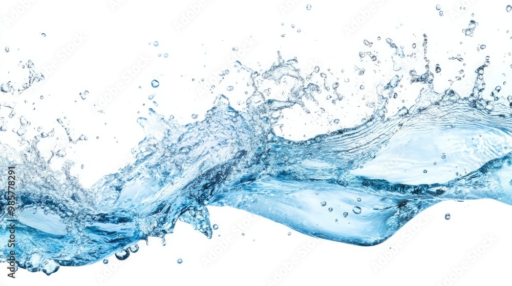 Water Wave Bubbles and Splash Isolated on White Background Water Wave Bubbles and Splash Isolated on White Background